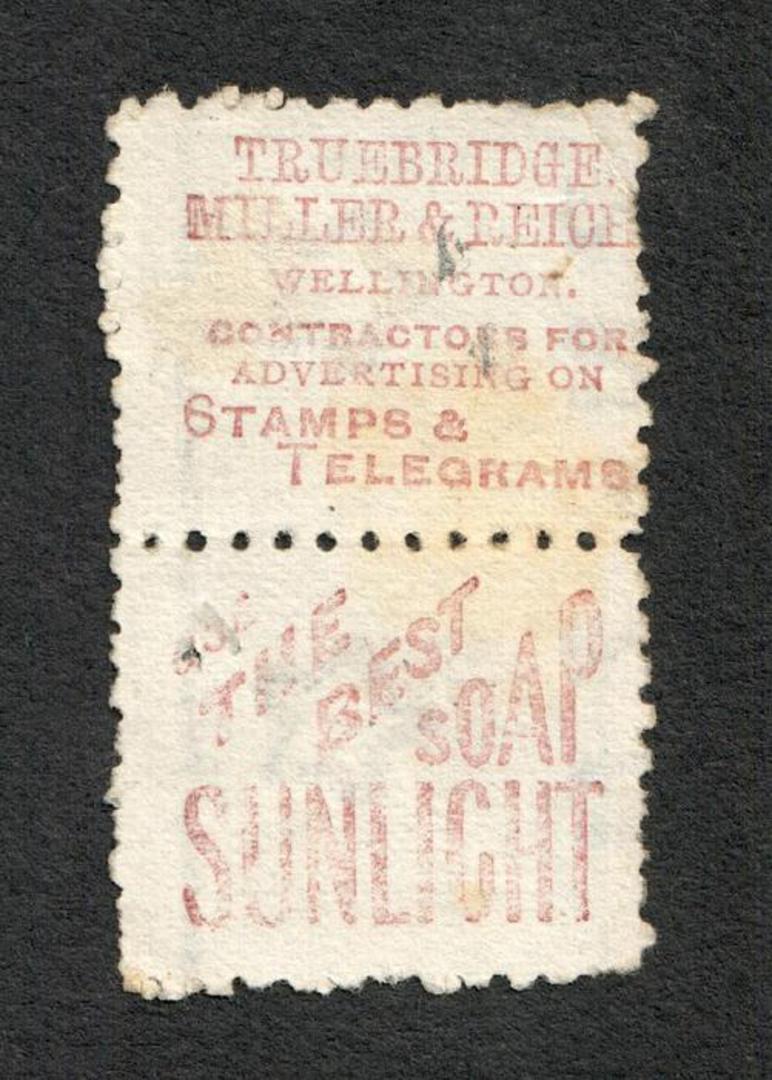 NEW ZEALAND 1882 Victoria 1st Second Sideface 2½d Blue. Pair with adverts in purple-red. - 75066 - VFU image 1